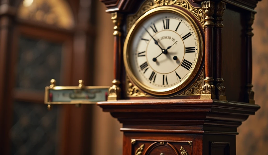 Close-Up of High-End Antique Grandfather Clock