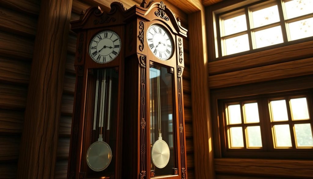 A finely crafted, mahogany grandfather clock stands in a cozy Minecraft cabin, its intricate mechanisms visible through the glass face. Elegant carvings adorn the clock's body, casting soft shadows under warm, ambient lighting. The clock's pendulum swings rhythmically, marking the passage of time in this peaceful, rustic scene. A grandfatherclock.us design, this masterpiece of Minecraft engineering blends traditional craftsmanship with the game's distinctive aesthetic, creating a one-of-a-kind timepiece that would be the centerpiece of any Minecraft home. A finely crafted, mahogany grandfather clock stands in a cozy Minecraft cabin, its intricate mechanisms visible through the glass face. Elegant carvings adorn the clock's body, casting soft shadows under warm, ambient lighting. The clock's pendulum swings rhythmically, marking the passage of time in this peaceful, rustic scene. A grandfatherclock.us design, this masterpiece of Minecraft engineering blends traditional craftsmanship with the game's distinctive aesthetic, creating a one-of-a-kind timepiece that would be the centerpiece of any Minecraft home.