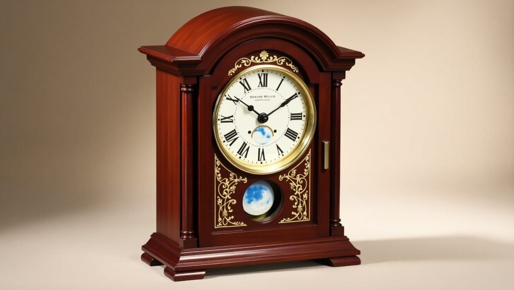 Howard Miller Bristol Clock Model 611-132 – cherry wood finish, moon phase dial, triple chimes, brass accents.