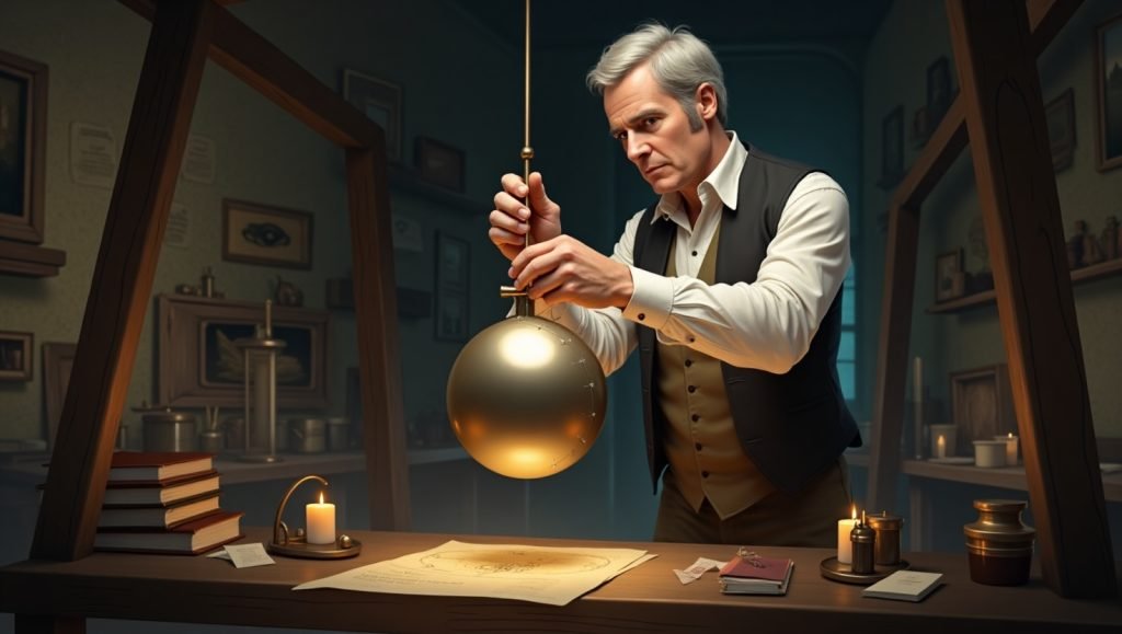 Hand adjusting the brass pendulum bob on a grandfather clock to fix time accuracy.