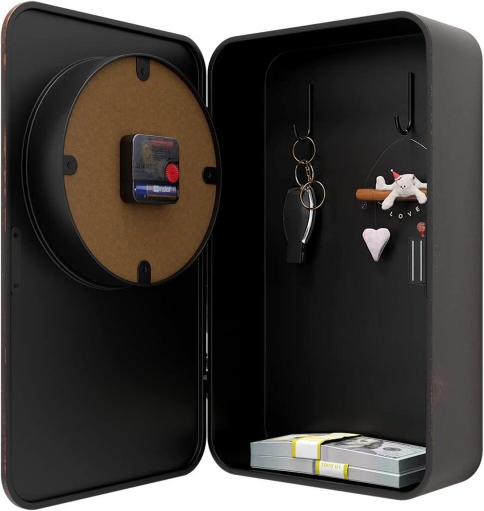 Abdurey Retro Wall Clock with Hidden Safe Vintage Decor